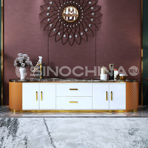 BE-BX002 Living room luxury stainless steel marble TV cabinet